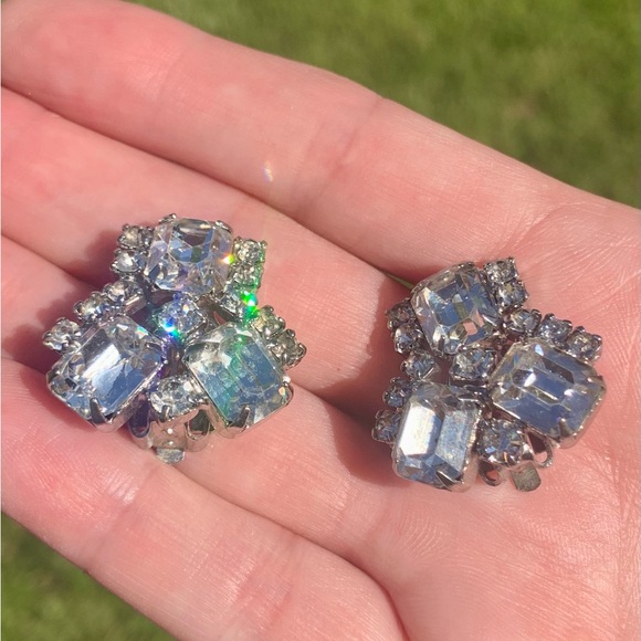 SIGNED Albert WEISS Vintage Clip Earrings  & Bracelet Demi Parure Set - Picture 8 of 12